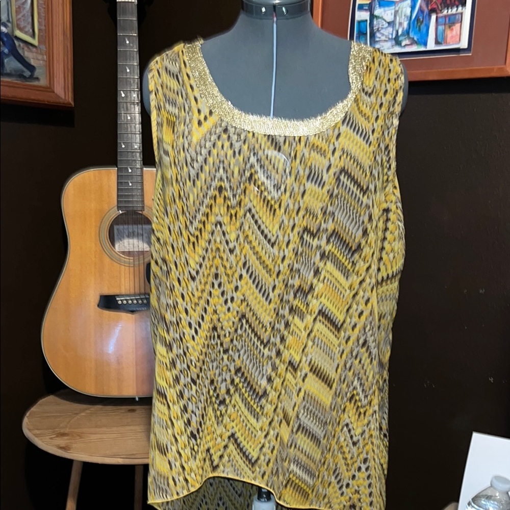 Ashley Stewart Yellow and Black Tank Top